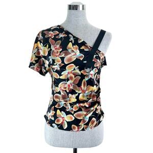 Y2K‎ BGN Silk Floral Asymmetrical Women's Top Size 8